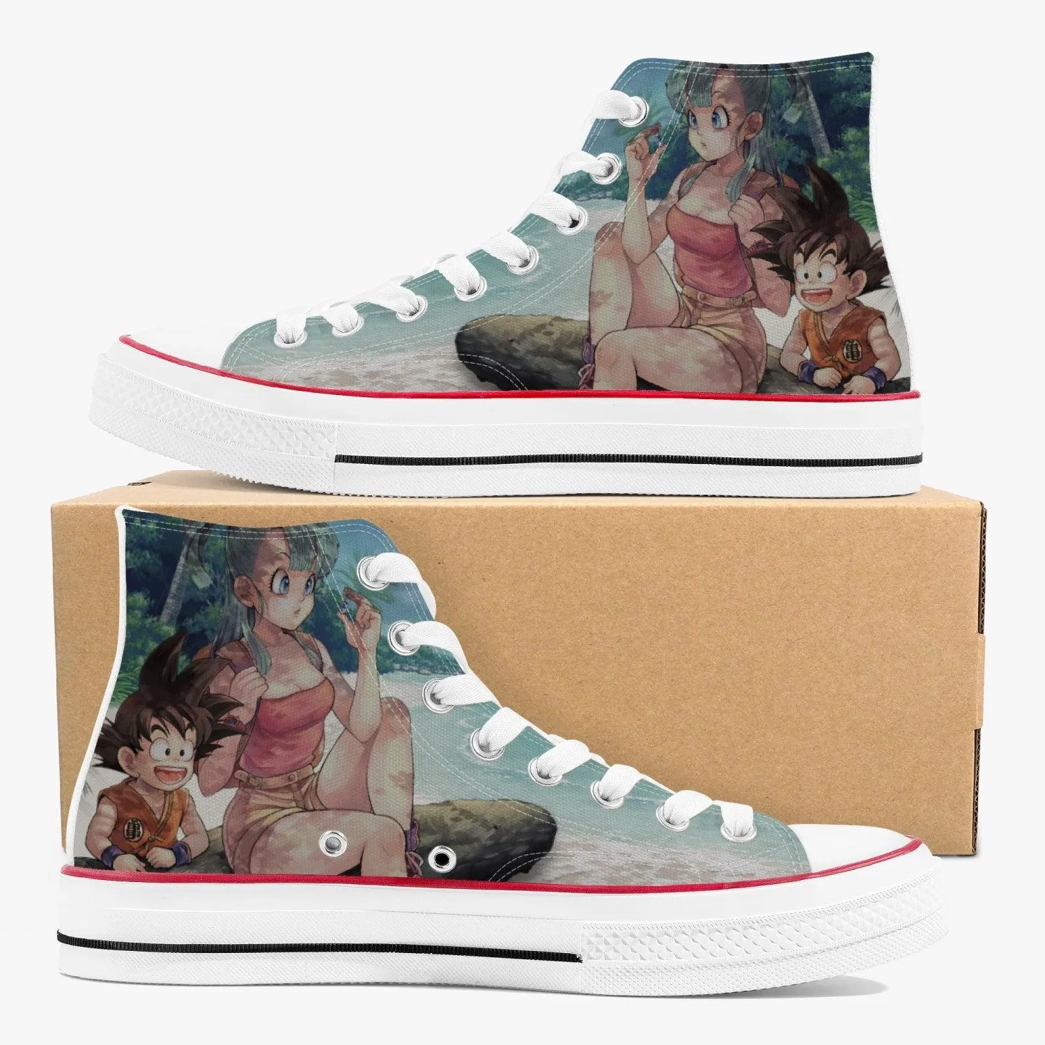 Dragonball Z Bulma and Goku A-Star High White Anime Shoes