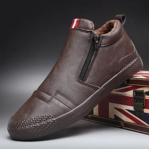 Leather Casual slip on Fashion High Sneakers
