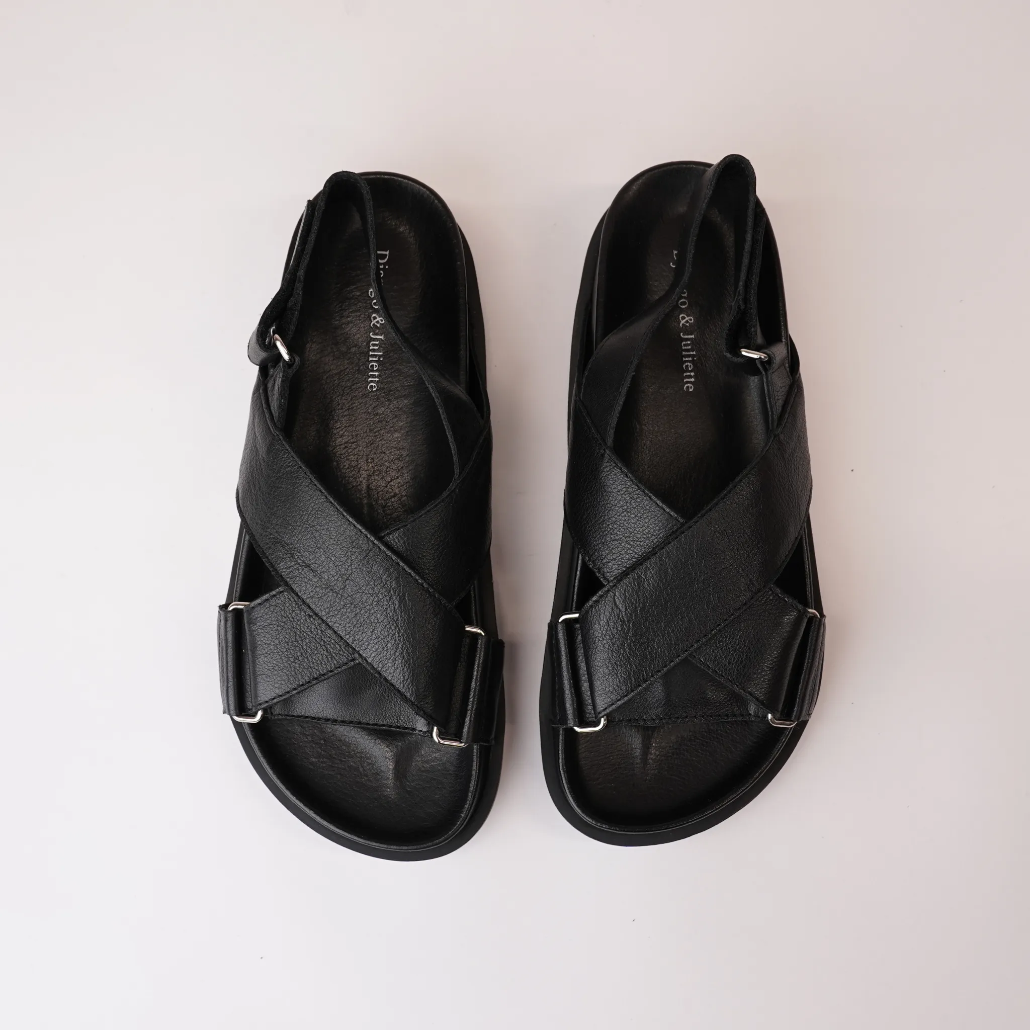 Ubari Black/ Black Sole Leather Sandals